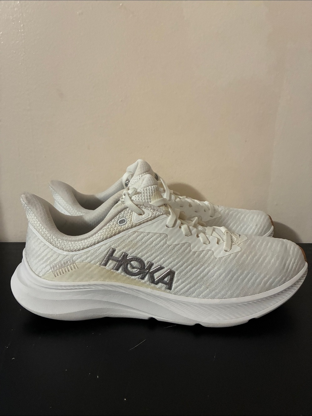 Hoka Solimar sneakers in white with a metallic logo size 10.5